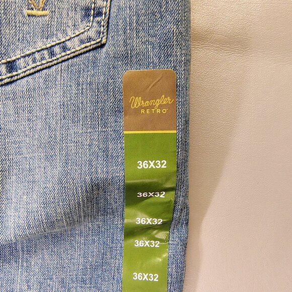 Wrangler Retro Slim Straight Western Blue Denim Jeans Men's 36x32 NWT - Picture 8 of 9